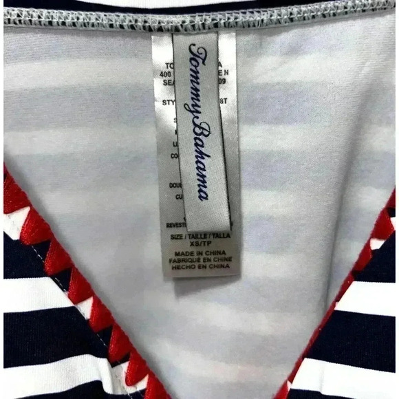Tommy Bahama Breton Stripe Size XS Tankini Navy White Red Details Swimwear - Picture 6 of 9